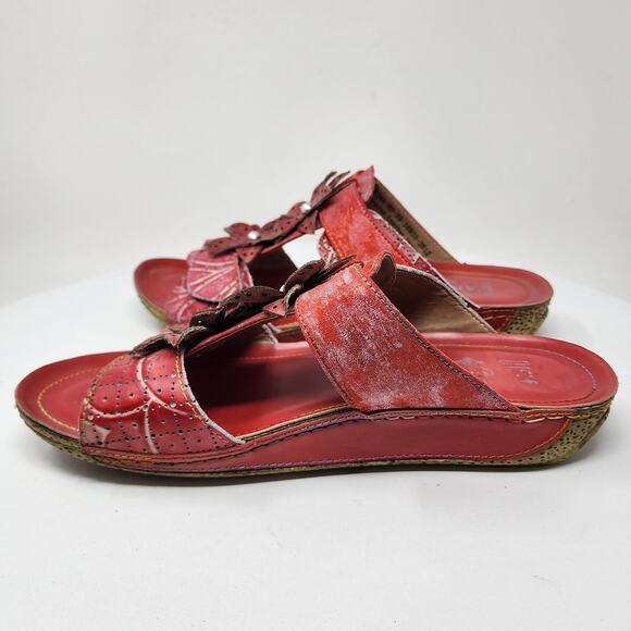 L'Artiste by Spring Step Karina Slide Sandals Women EU39/US8.5 Rouge Red Floral - Picture 8 of 12
